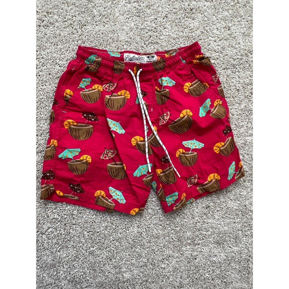 Huntington Beach Club Men’s Board Shorts Small Coconut Tropical Swim Trunks